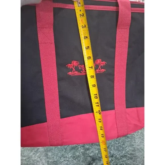 2- Trader Joe’s Insulated Tote Bags - 8 Gallon Blue - Lg Black Red Embroidered - Picture 12 of 13